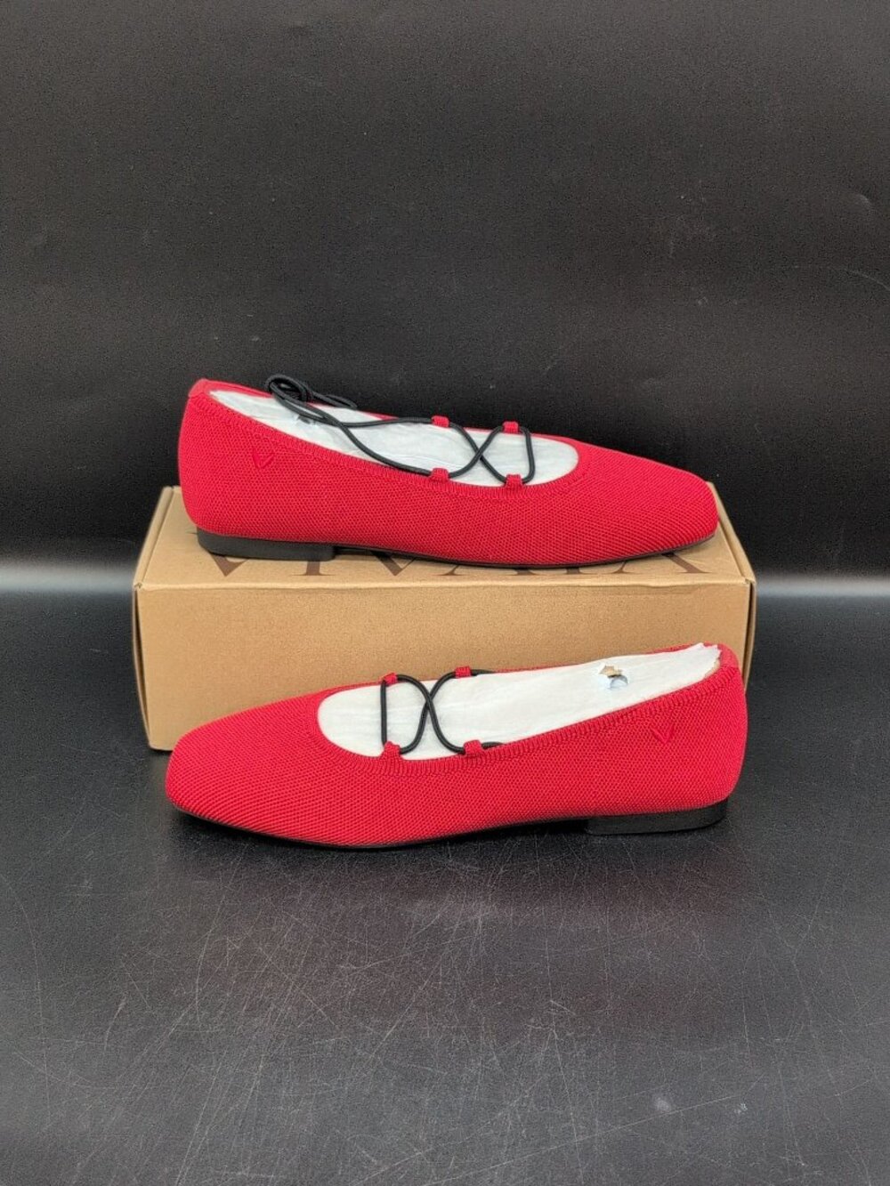 VIVAIA Miley 3 Laces Included Square Toe Lace Up Mary Janes Flats 41.5 Ruby Red